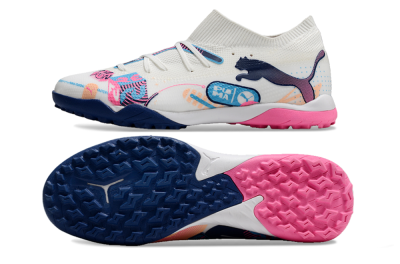 Puma Future Ultimate TF Low-Tops Football Shoes - White/Pink/Blue
