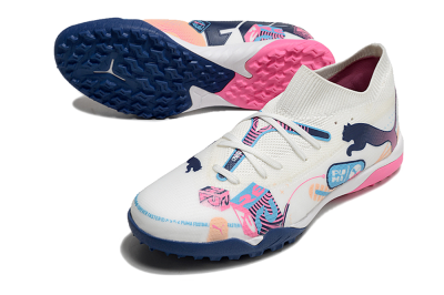 Puma Future Ultimate TF Low-Tops Football Shoes - White/Pink/Blue
