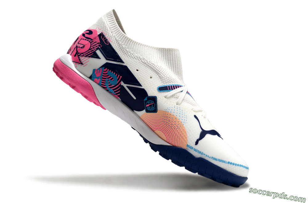 Puma Future Ultimate TF Low-Tops Football Shoes - White/Pink/Blue 4
