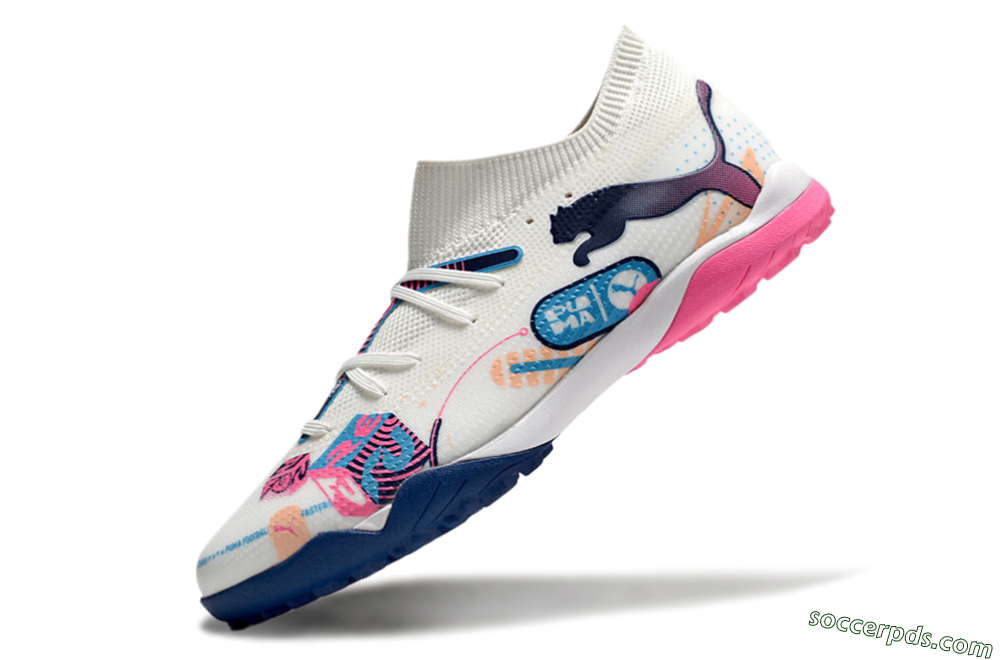 Puma Future Ultimate TF Low-Tops Football Shoes - White/Pink/Blue 5