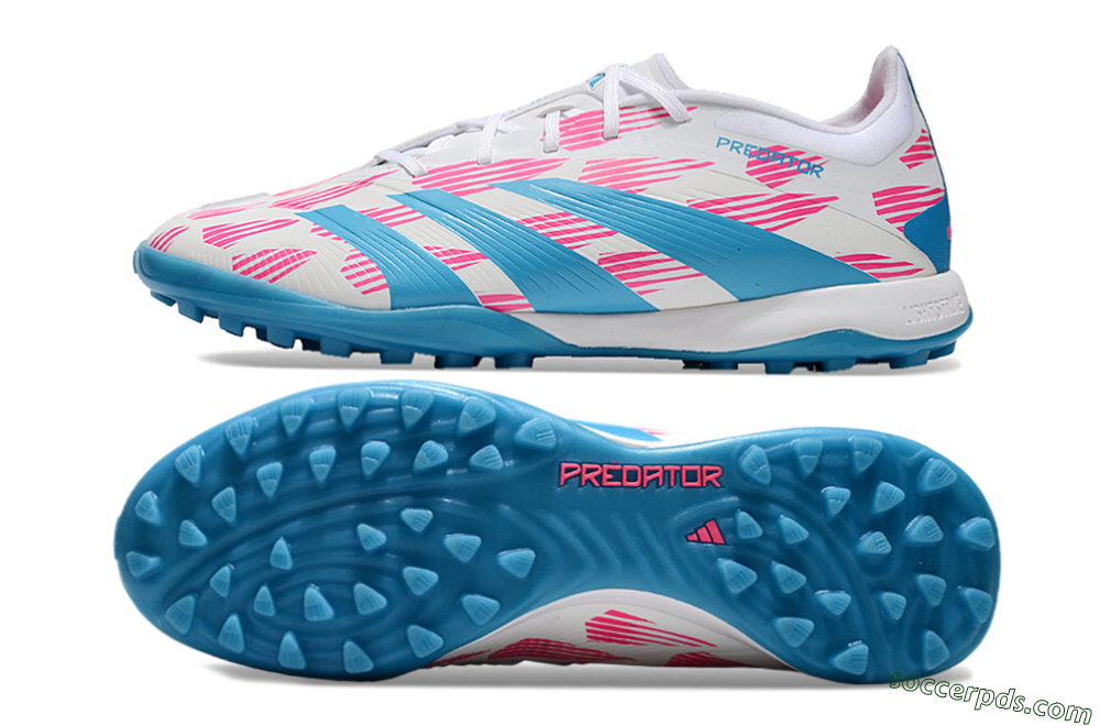 Adidas Predator Elite 24 TF Low-Tops Football Shoes - White/Pink/Blue 0