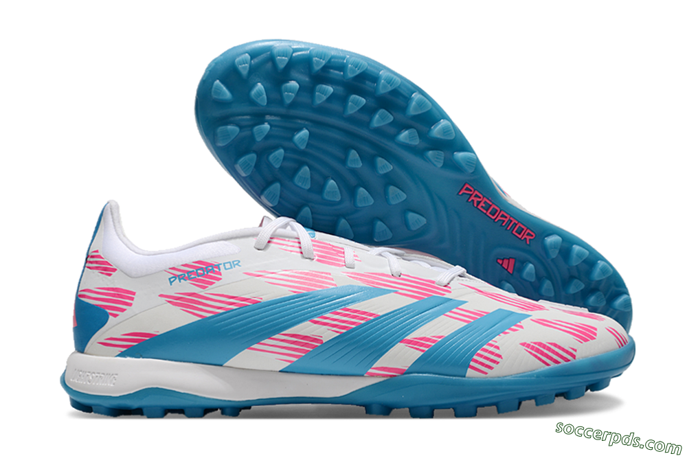 Adidas Predator Elite 24 TF Low-Tops Football Shoes - White/Pink/Blue 1