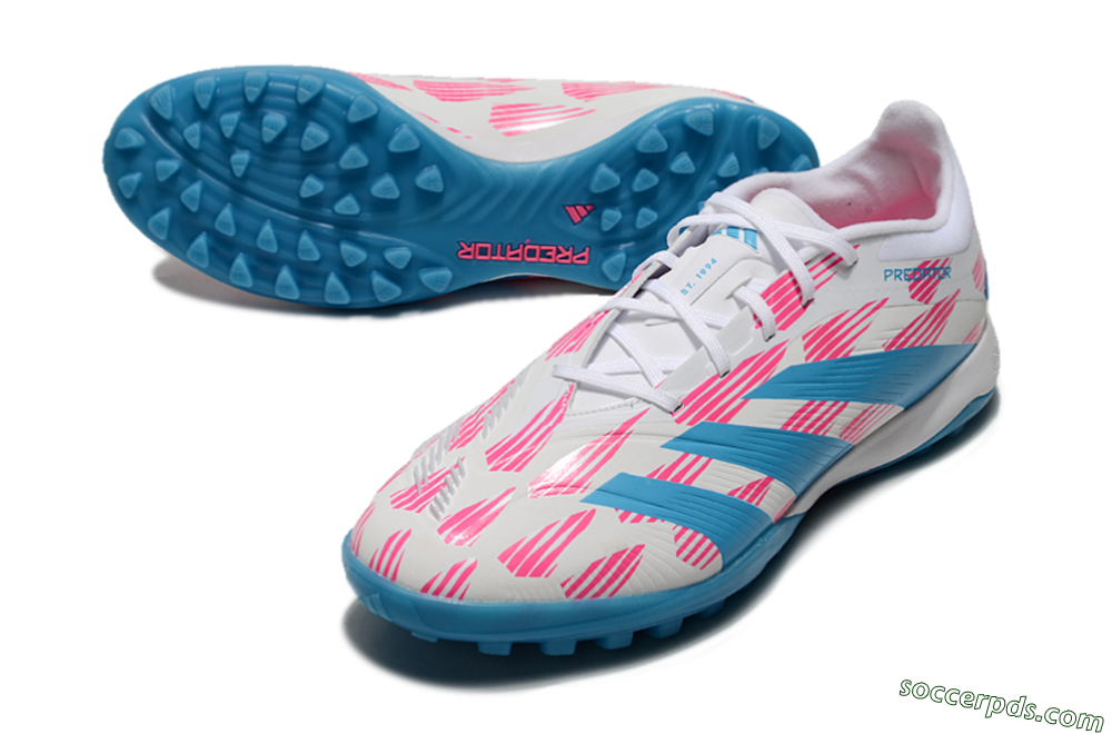 Adidas Predator Elite 24 TF Low-Tops Football Shoes - White/Pink/Blue 3