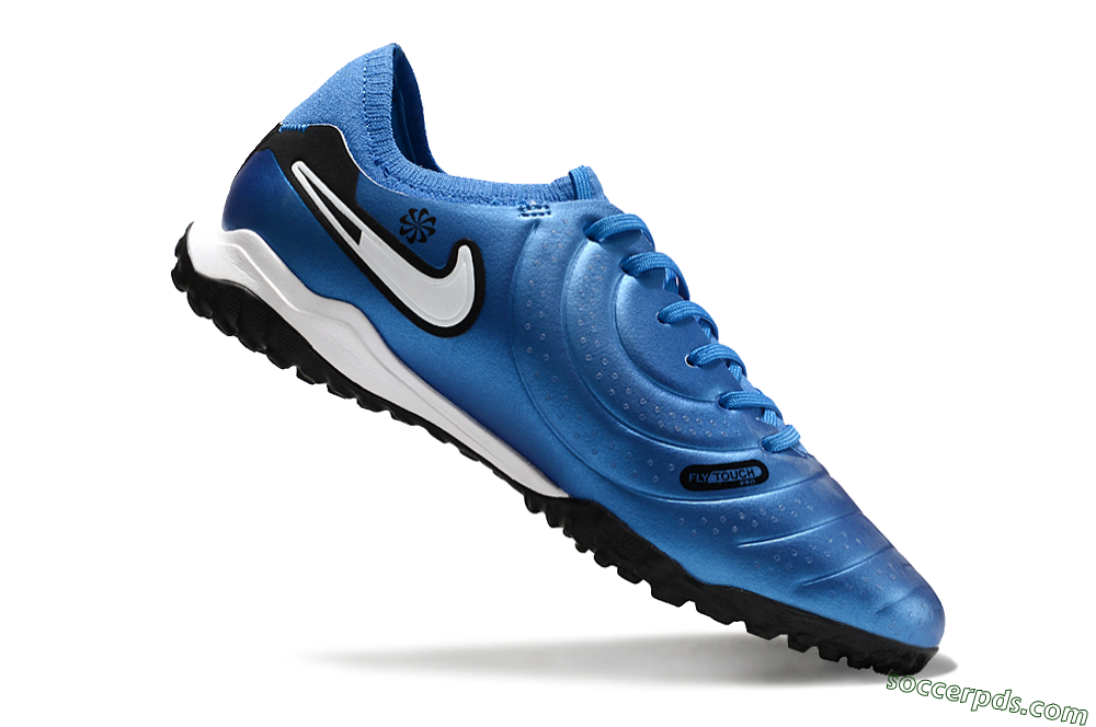 Nike Tiempo Legend 10 Elite TF Low-Tops Football Shoes - Blue/White/Black 4