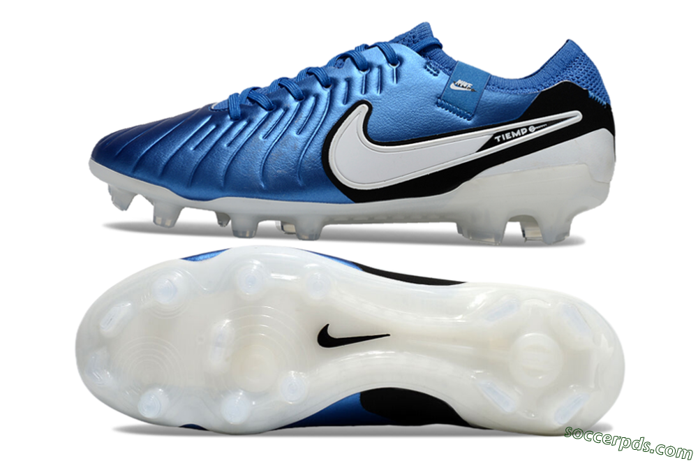 Nike Tiempo Legend 10 Elite FG Low-Tops Football Boots - Blue/White/Black 0