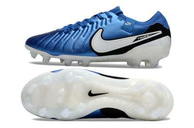Nike Tiempo Legend 10 Elite FG Low-Tops Football Boots - Blue/White/Black