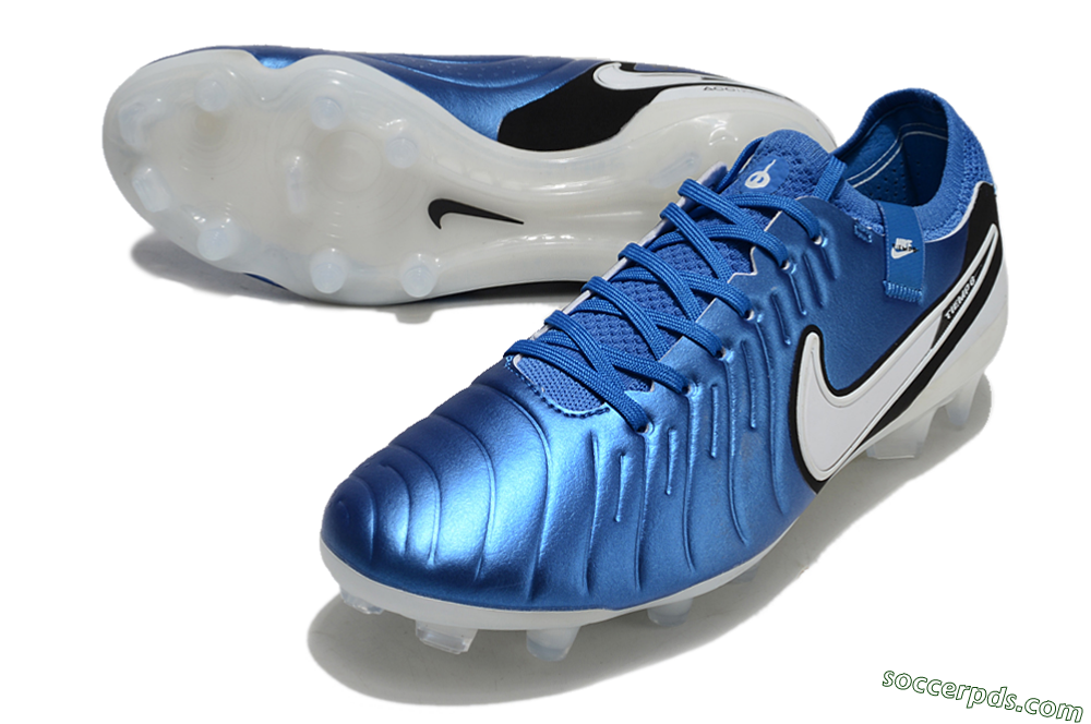 Nike Tiempo Legend 10 Elite FG Low-Tops Football Boots - Blue/White/Black 3