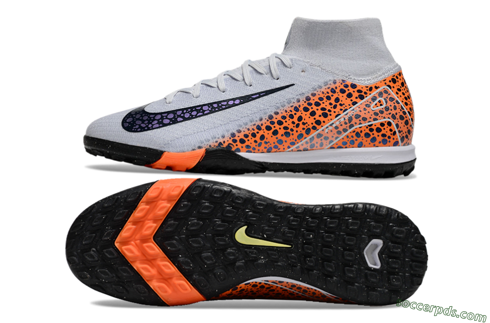 Nike Air Zoom Mercurial Superfly 10 Elite TF High-Tops Football Shoes - White/Black/Orange 0