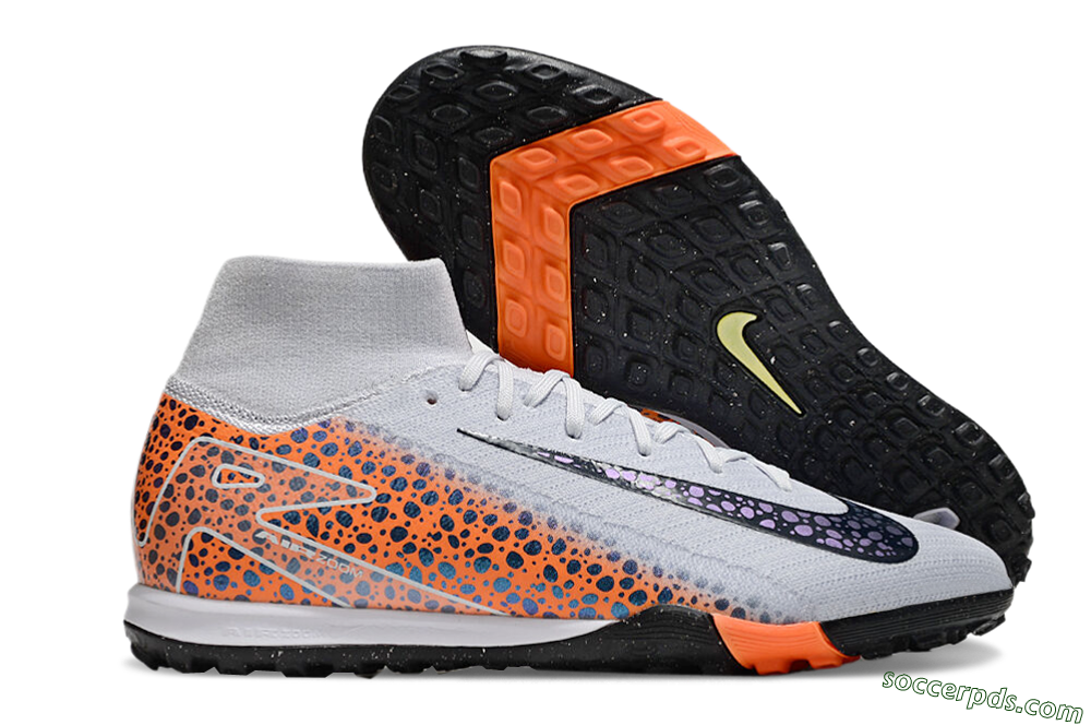 Nike Air Zoom Mercurial Superfly 10 Elite TF High-Tops Football Shoes - White/Black/Orange 1