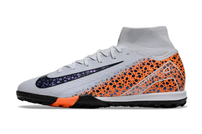 Nike Air Zoom Mercurial Superfly 10 Elite TF High-Tops Football Shoes - White/Black/Orange