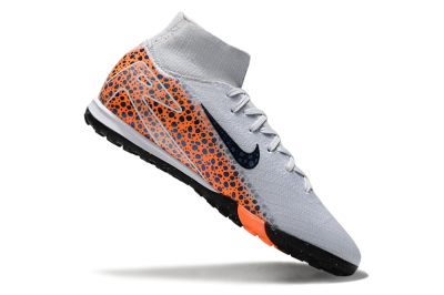 Nike Air Zoom Mercurial Superfly 10 Elite TF High-Tops Football Shoes - White/Black/Orange