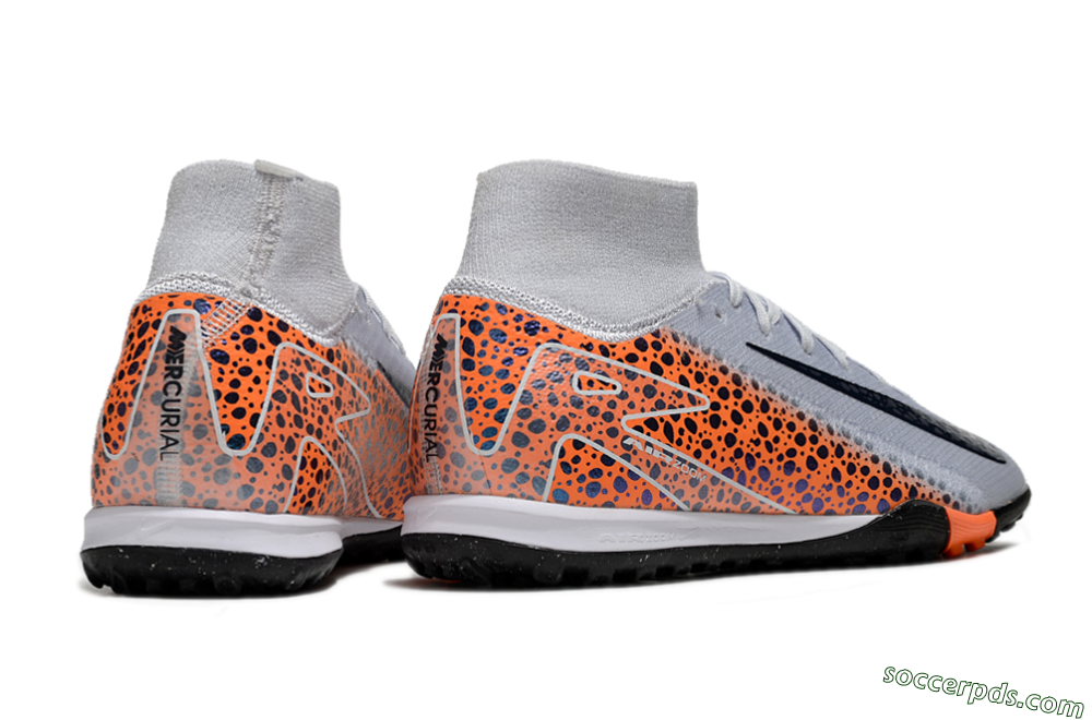 Nike Air Zoom Mercurial Superfly 10 Elite TF High-Tops Football Shoes - White/Black/Orange 6