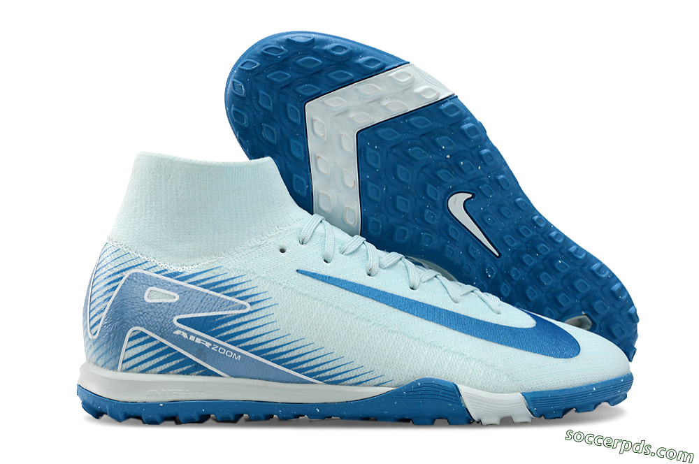 Nike Air Zoom Mercurial Superfly 10 Elite TF High-Tops Football Shoes - Jade/Beige/Blue 1