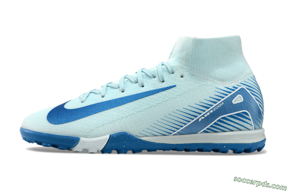 Nike Air Zoom Mercurial Superfly 10 Elite TF High-Tops Football Shoes - Jade/Beige/Blue 2