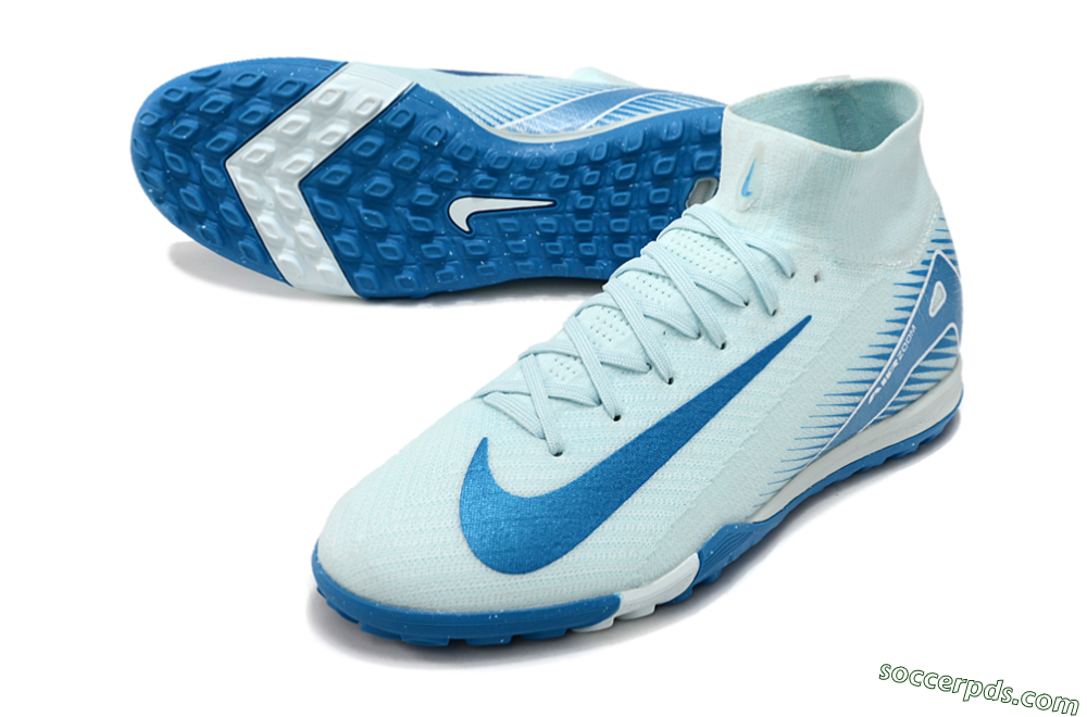 Nike Air Zoom Mercurial Superfly 10 Elite TF High-Tops Football Shoes - Jade/Beige/Blue 3