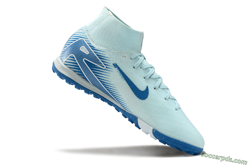 Nike Air Zoom Mercurial Superfly 10 Elite TF High-Tops Football Shoes - Jade/Beige/Blue 4