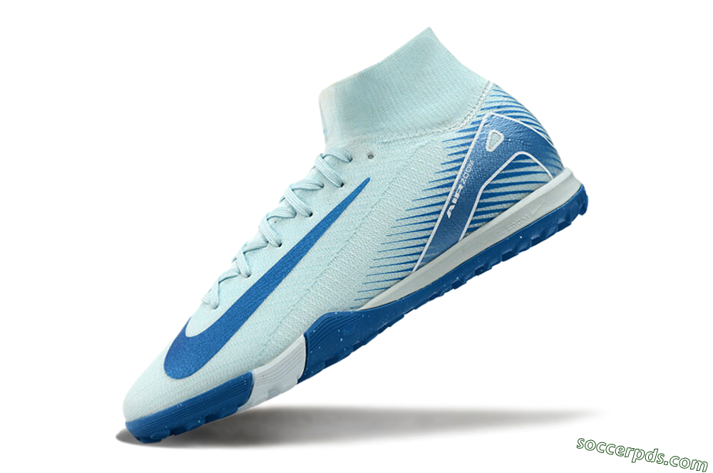 Nike Air Zoom Mercurial Superfly 10 Elite TF High-Tops Football Shoes - Jade/Beige/Blue 5