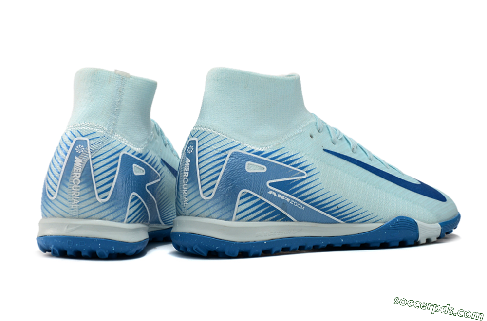 Nike Air Zoom Mercurial Superfly 10 Elite TF High-Tops Football Shoes - Jade/Beige/Blue 6