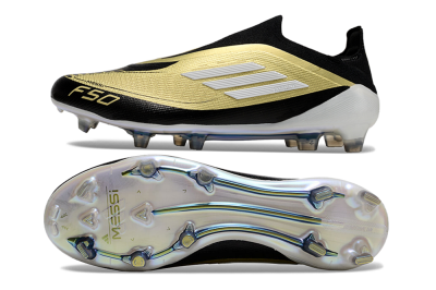Adidas F50 Adizero Messi Laceless FG Low-Tops Football Boots - Gold/White/Black