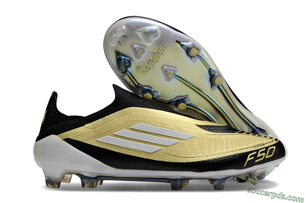 Adidas F50 Adizero Messi Laceless FG Low-Tops Football Boots - Gold/White/Black 1