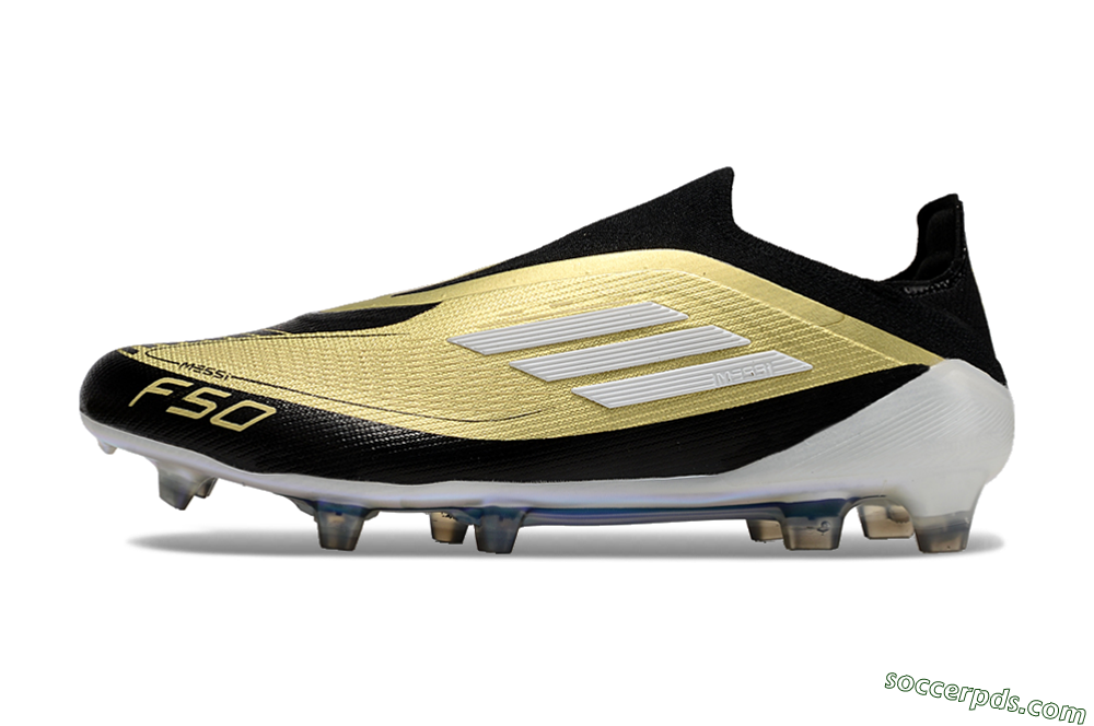 Adidas F50 Adizero Messi Laceless FG Low-Tops Football Boots - Gold/White/Black 2