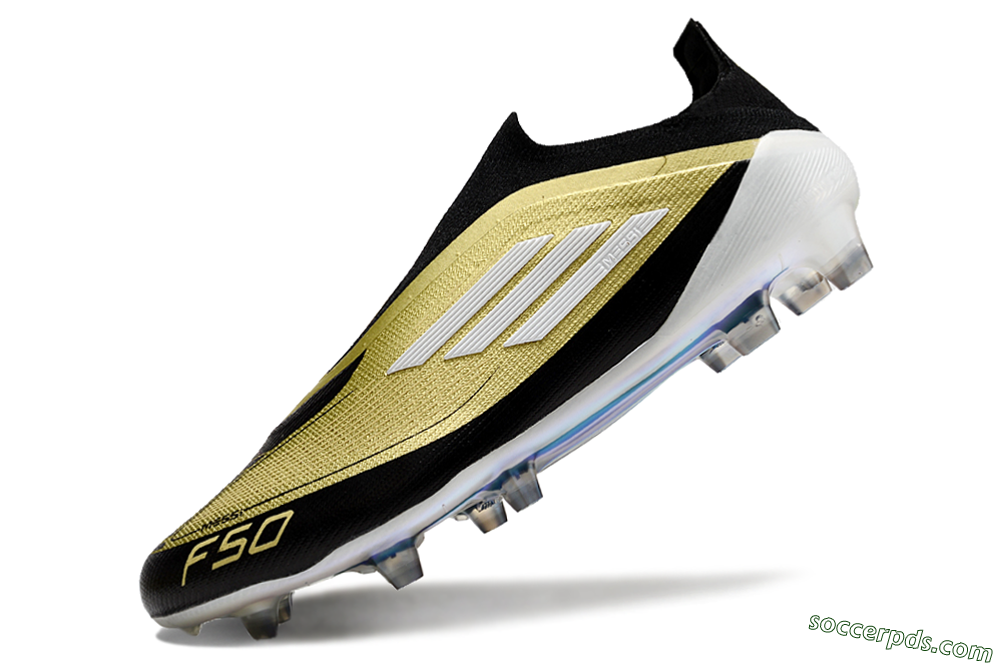 Adidas F50 Adizero Messi Laceless FG Low-Tops Football Boots - Gold/White/Black 5