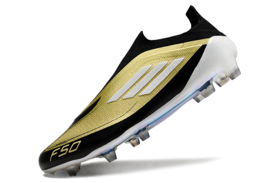 Adidas F50 Adizero Messi Laceless FG Low-Tops Football Boots - Gold/White/Black