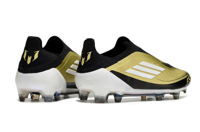 Adidas F50 Adizero Messi Laceless FG Low-Tops Football Boots - Gold/White/Black