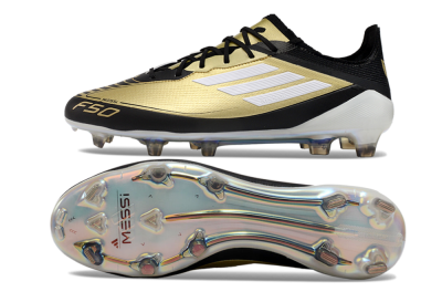 Adidas F50 Adizero Messi FG Low-Tops Football Boots - Gold/White/Black
