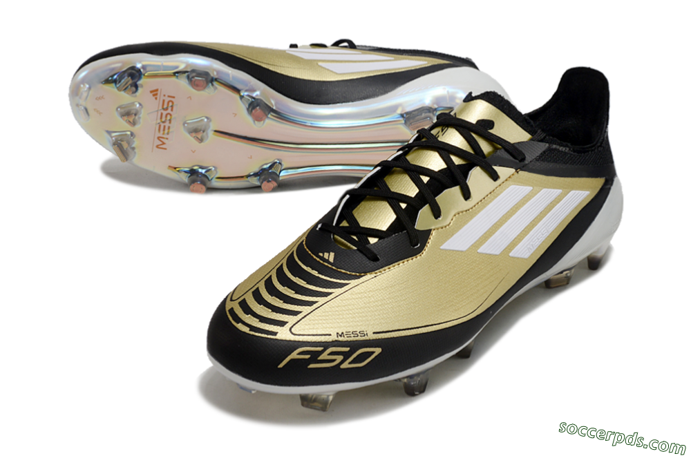 Adidas F50 Adizero Messi FG Low-Tops Football Boots - Gold/White/Black 3