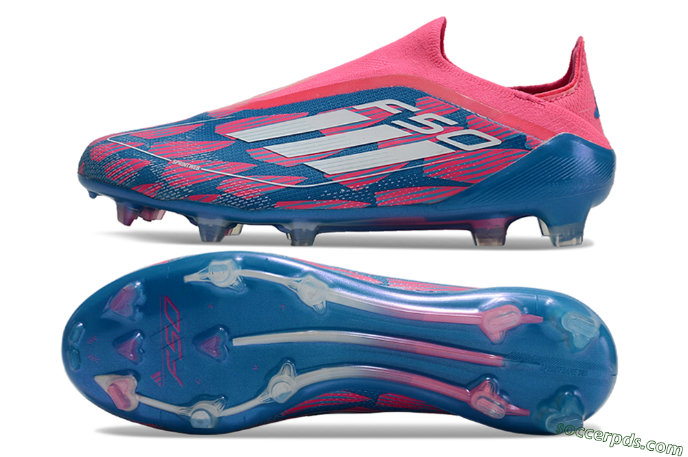 Adidas F50 Elite Laceless FG Low-Tops Football Boots - Blue/Pink/White 6