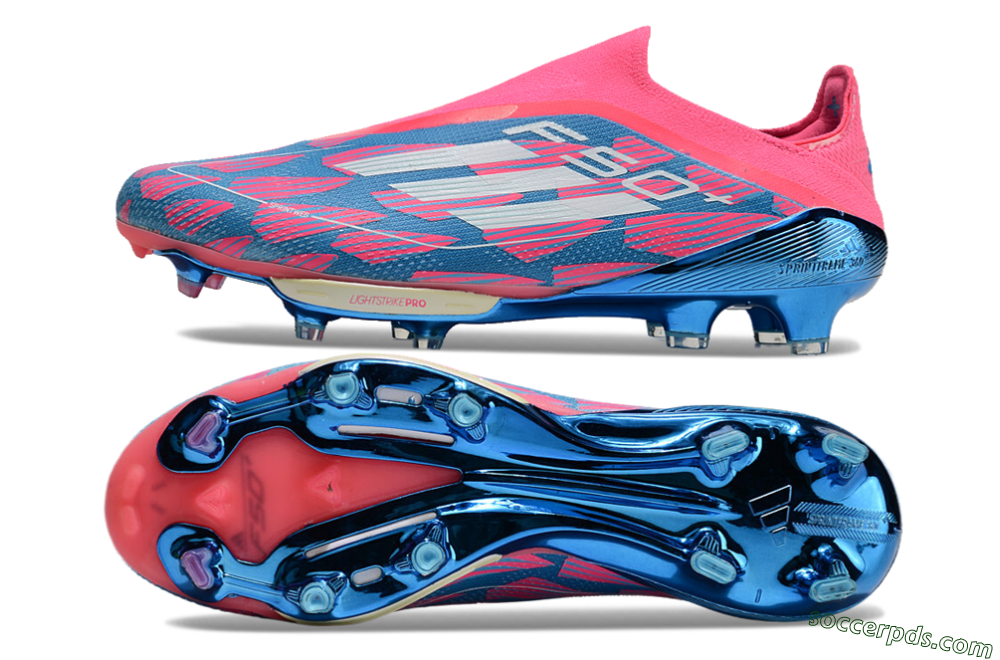 Adidas F50+ Lightstrike Pro Laceless FG Low-Tops Football Boots - Pink/Blue/White 0