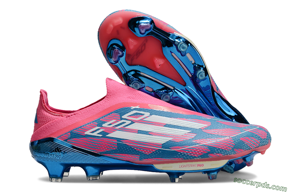 Adidas F50+ Lightstrike Pro Laceless FG Low-Tops Football Boots - Pink/Blue/White 1
