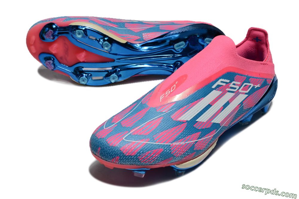 Adidas F50+ Lightstrike Pro Laceless FG Low-Tops Football Boots - Pink/Blue/White 3