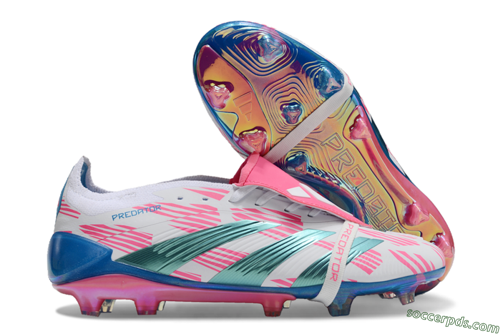 Adidas Predator Elite Foldover Tongue FG Low-Tops Football Boots - White/Blue/Pink 1