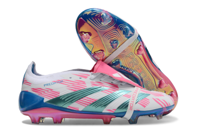 Adidas Predator Elite Foldover Tongue FG Low-Tops Football Boots - White/Blue/Pink