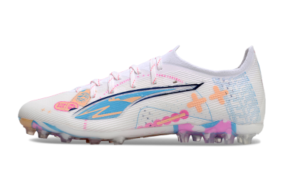 Puma Ultra 5 Ultimate MG Low-Tops Football Boots - White/Blue/Pink