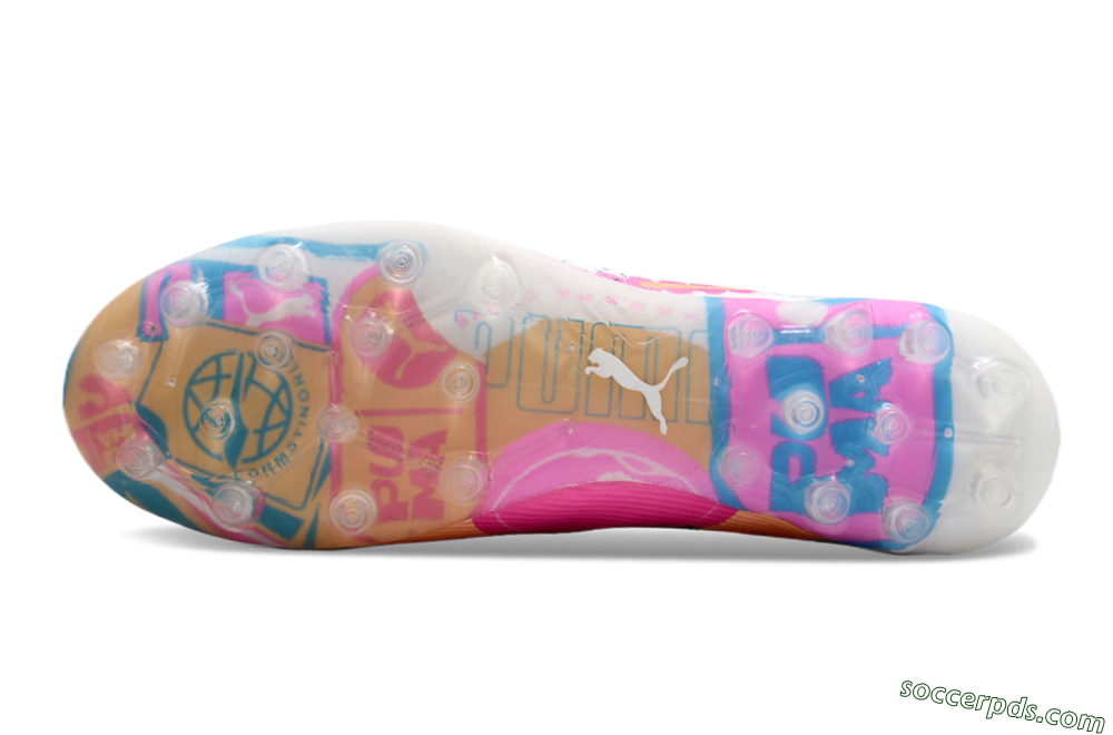 Puma Ultra 5 Ultimate MG Low-Tops Football Boots - White/Blue/Pink 5