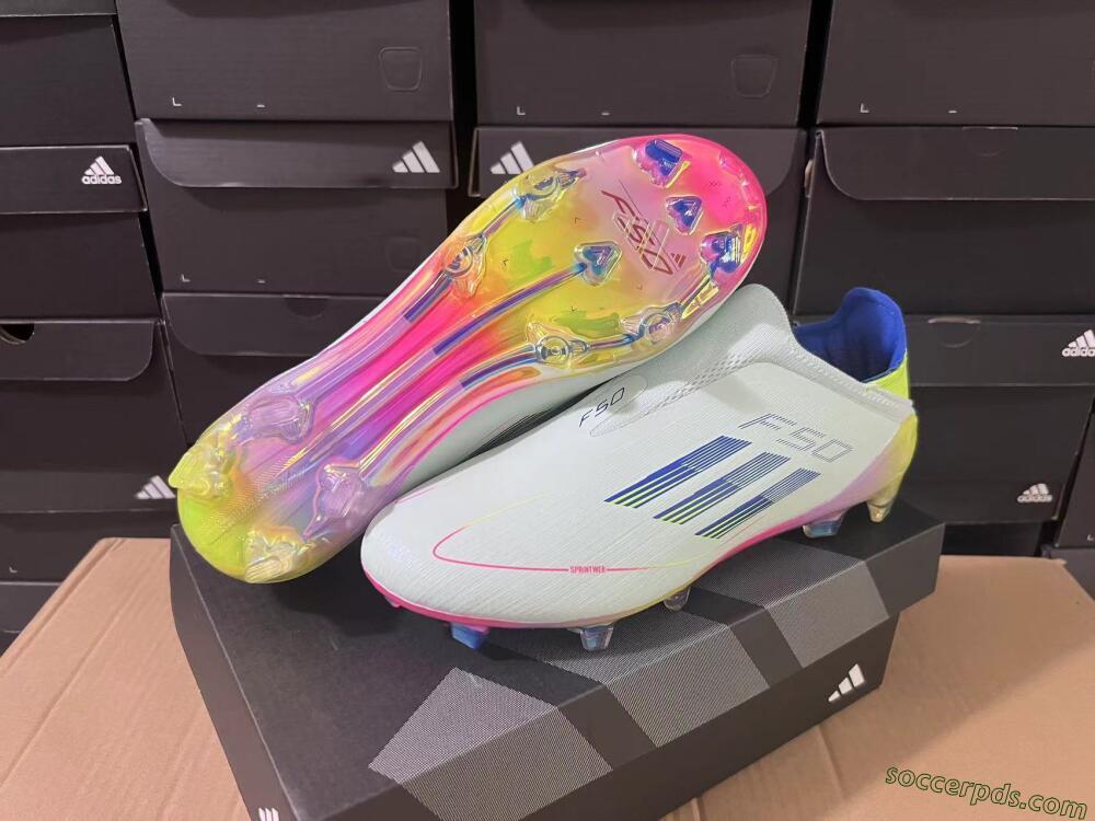 Adidas F50 Elite Laceless FG Low-Tops Football Boots - Jade/Blue/Yellow