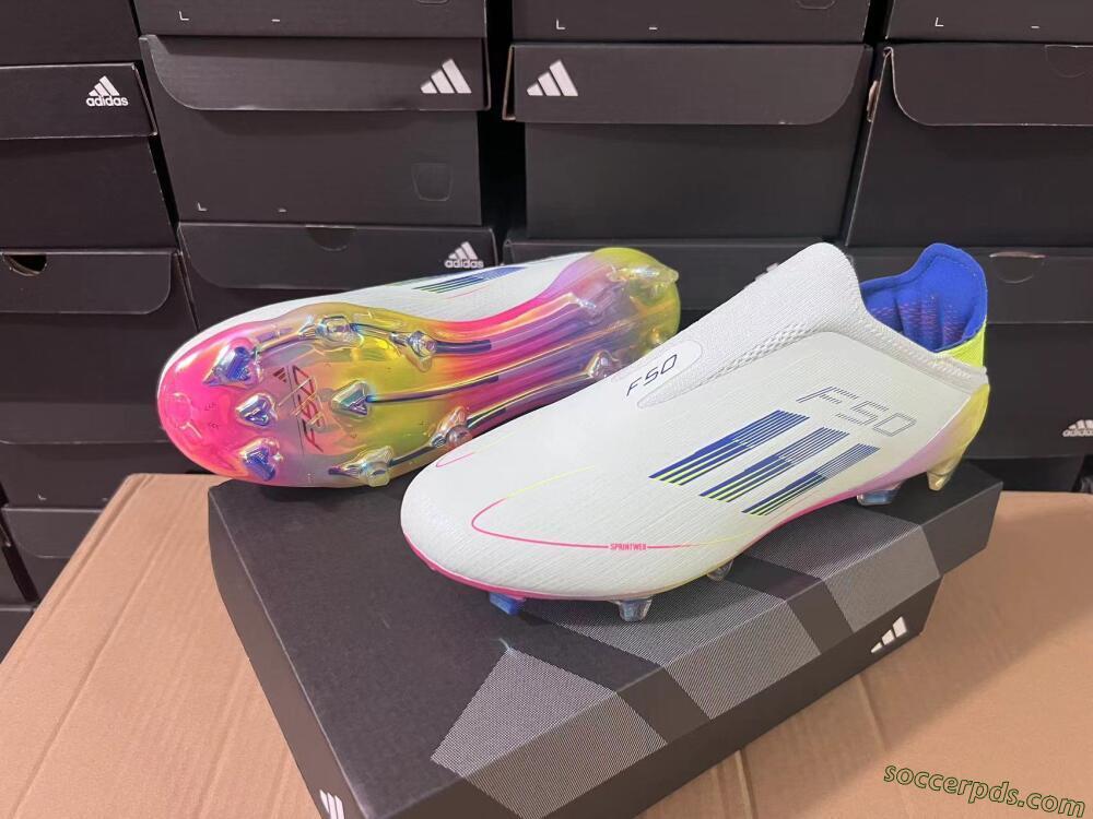 Adidas F50 Elite Laceless FG Low-Tops Football Boots - Jade/Blue/Yellow