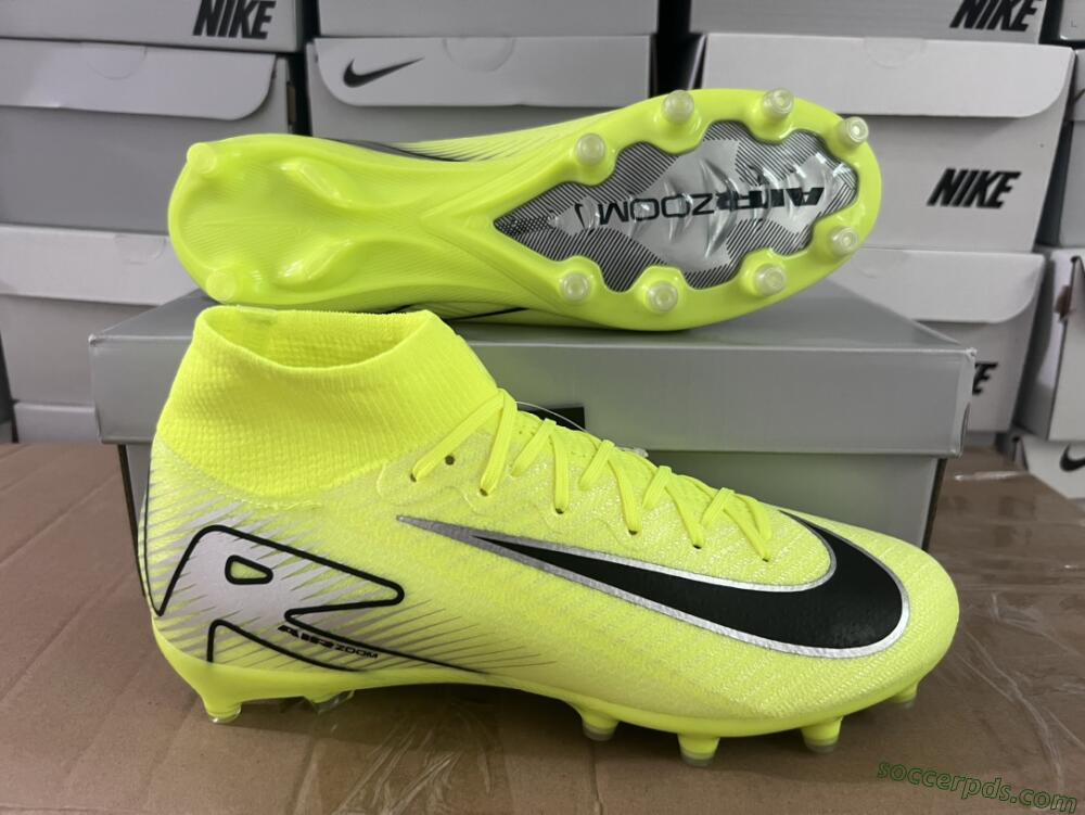 Nike Air Zoom Mercurial Superfly 10 Elite AG High-Tops Football Boots - Yellow/Silver/Black