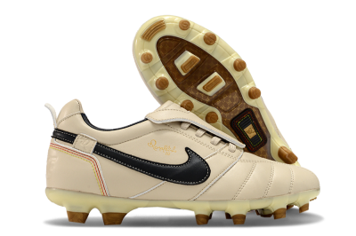 Ronaldo x Nike Tiempo Legend R10 Elite FG Low-Tops Football Boots - Beige/Black