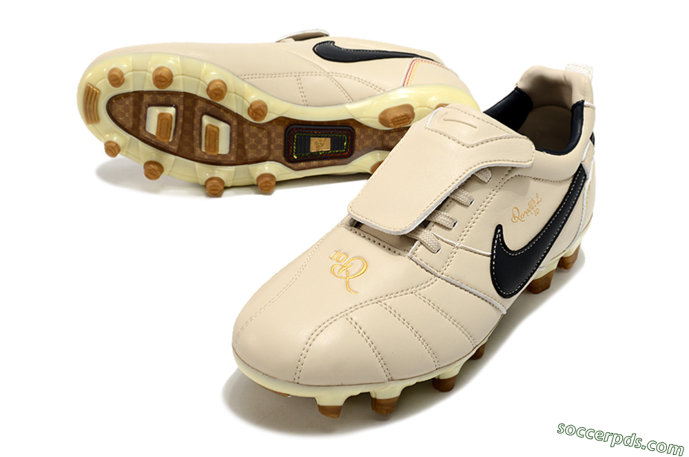 Ronaldo x Nike Tiempo Legend R10 Elite FG Low-Tops Football Boots - Beige/Black 3