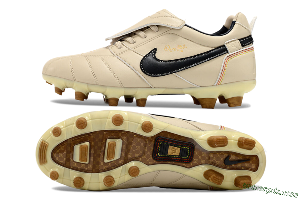 Ronaldo x Nike Tiempo Legend R10 Elite FG Low-Tops Football Boots - Beige/Black 0