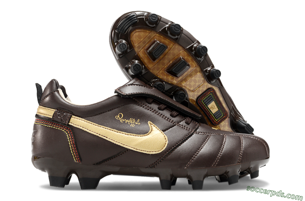 Ronaldo x Nike Tiempo Legend R10 Elite FG Low-Tops Football Boots - Brown/Gold 1