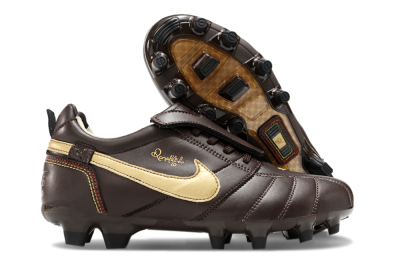 Ronaldo x Nike Tiempo Legend R10 Elite FG Low-Tops Football Boots - Brown/Gold