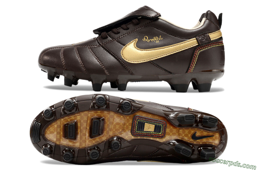 Ronaldo x Nike Tiempo Legend R10 Elite FG Low-Tops Football Boots - Brown/Gold 0