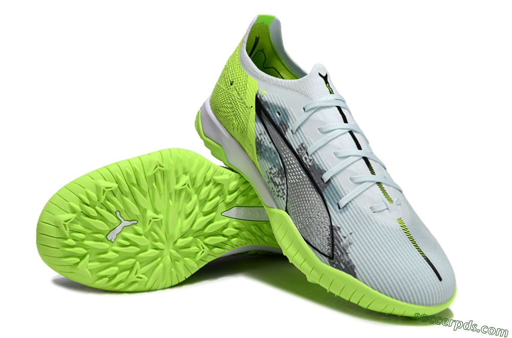 Puma Ultra 5 Ultimate TF Low-Tops Football Shoes - Grey/Green/Black 3