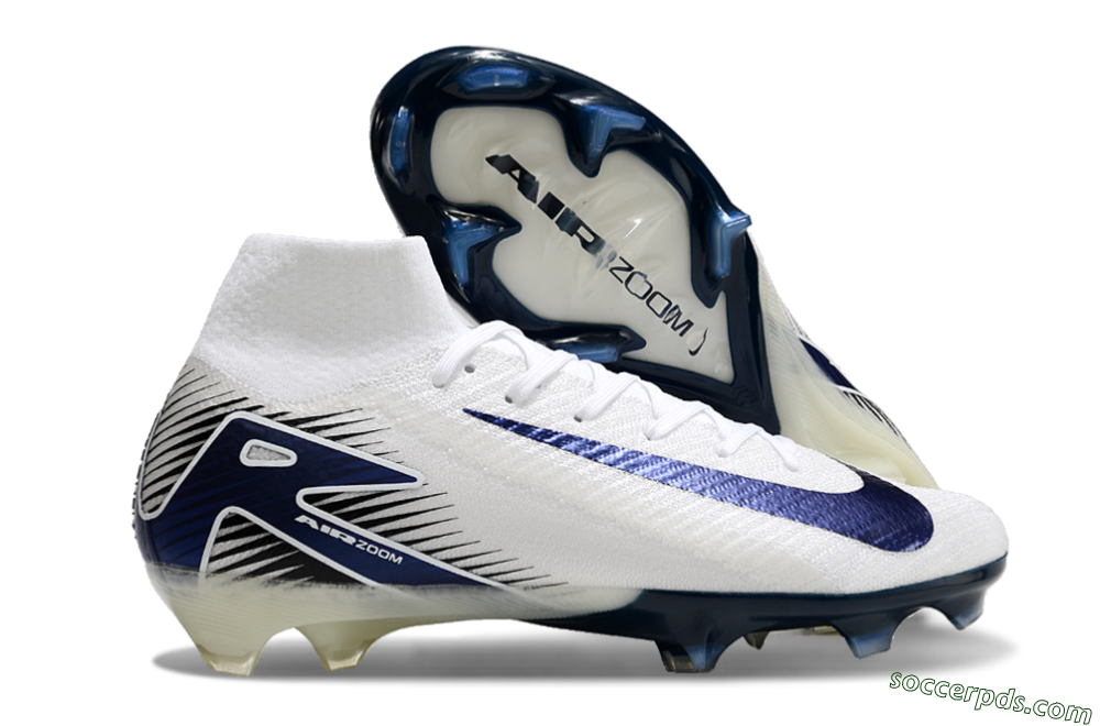 Nike Air Zoom Mercurial Superfly 10 Elite FG High-Tops Football Boots - White/Black/Blue 1