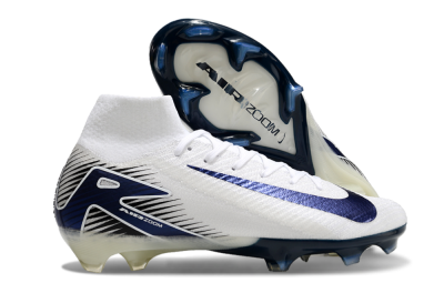 Nike Air Zoom Mercurial Superfly 10 Elite FG High-Tops Football Boots - White/Black/Blue